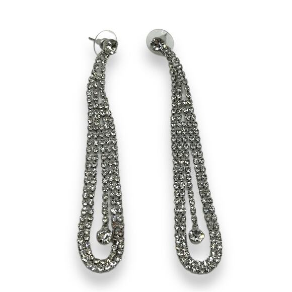 Macy's Crystal Drop Earrings INC International Concepts Chandelier Fancy Dressy - Picture 2 of 4